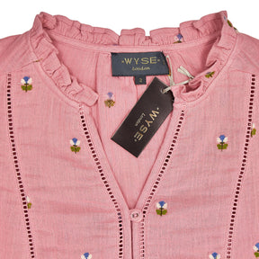 WYSE Pink Talya Embroidered Top