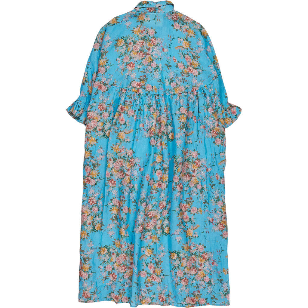 By Walid Blue Floral Linen Dress