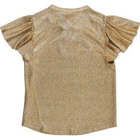 WYSE Gold Metallic Flutter Sleeve Top