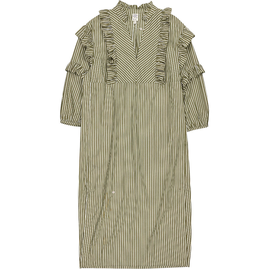 Baum und Pferdgarten Green Striped Ruffle Dress