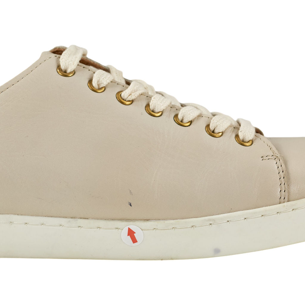 Barbour Beige Leather Lace-Up Trainers
