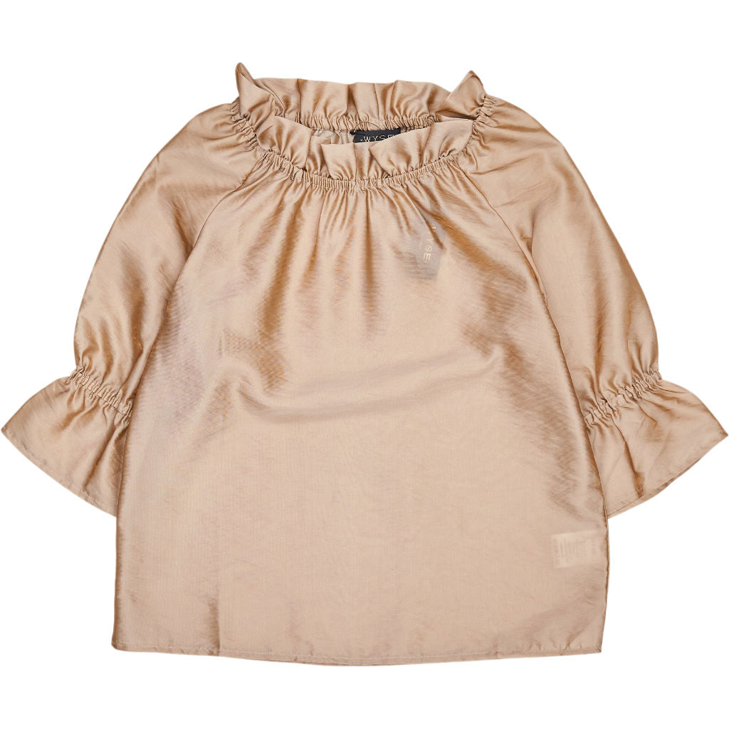 Wyse Gold Ruby Ruffle Sleeve Top