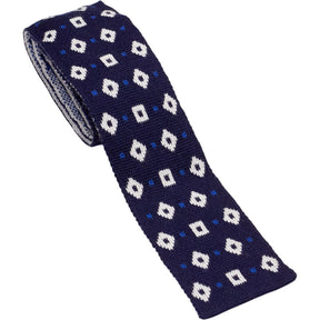 Drake's Navy Patterned Knit Tie