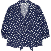 Baukjen Navy Polka Dot Tie Neck Blouse