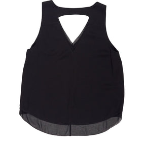 Hush Black Satin V-Neck Top
