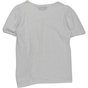 Wyse White Lace Tee Tulle Trim Top
