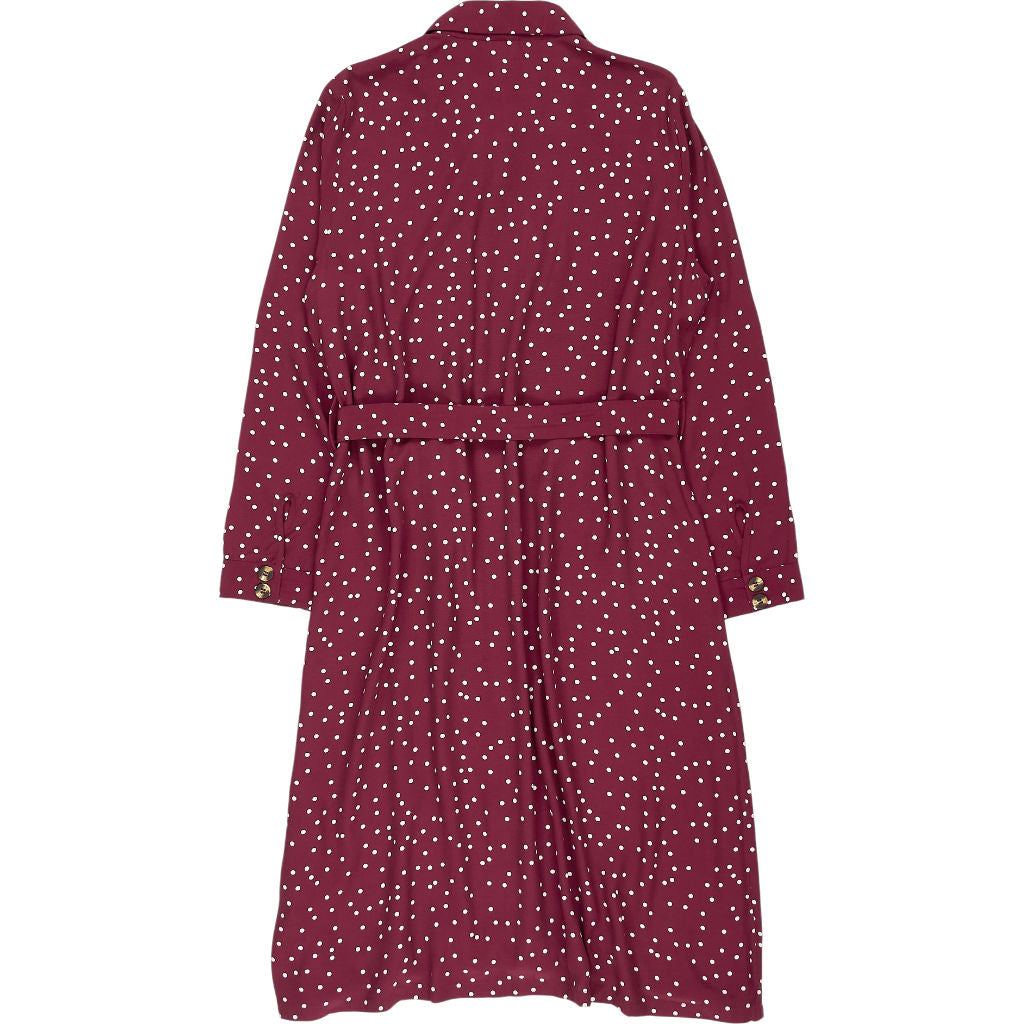 Joanie Cabernet Polka Dot Shirt Dress