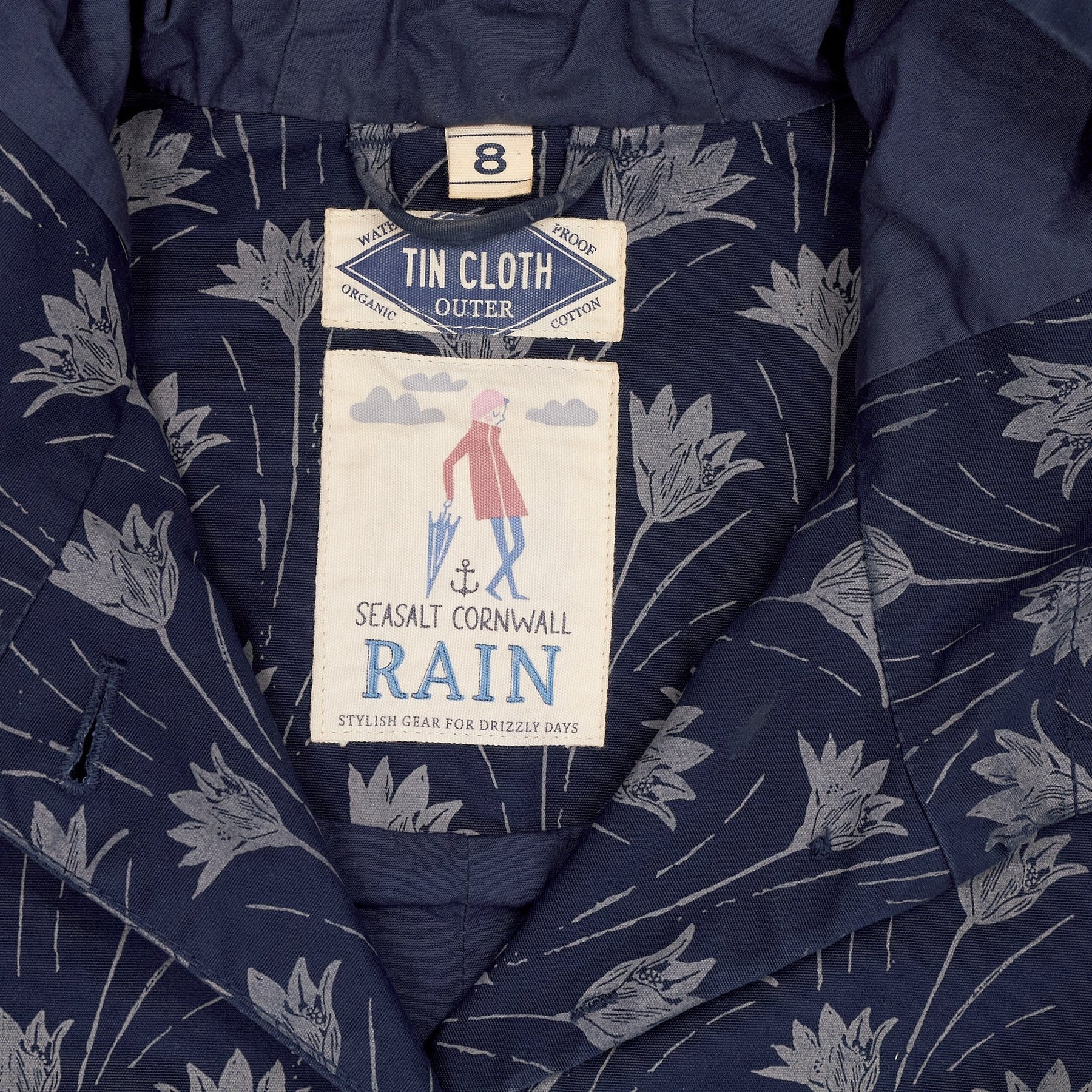 Seasalt Cornwall Blue Patterned Rain Coat