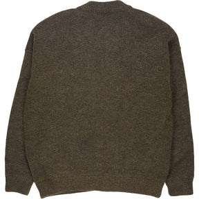 Vintage Cortefiel Brown Wool Cardigan with Suede Panel