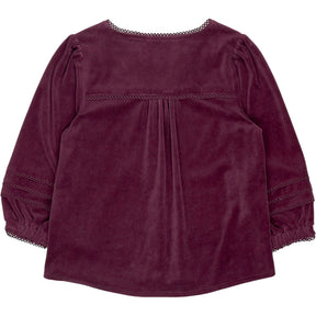 Wyse Burgundy Purple Lace Trim Blouse