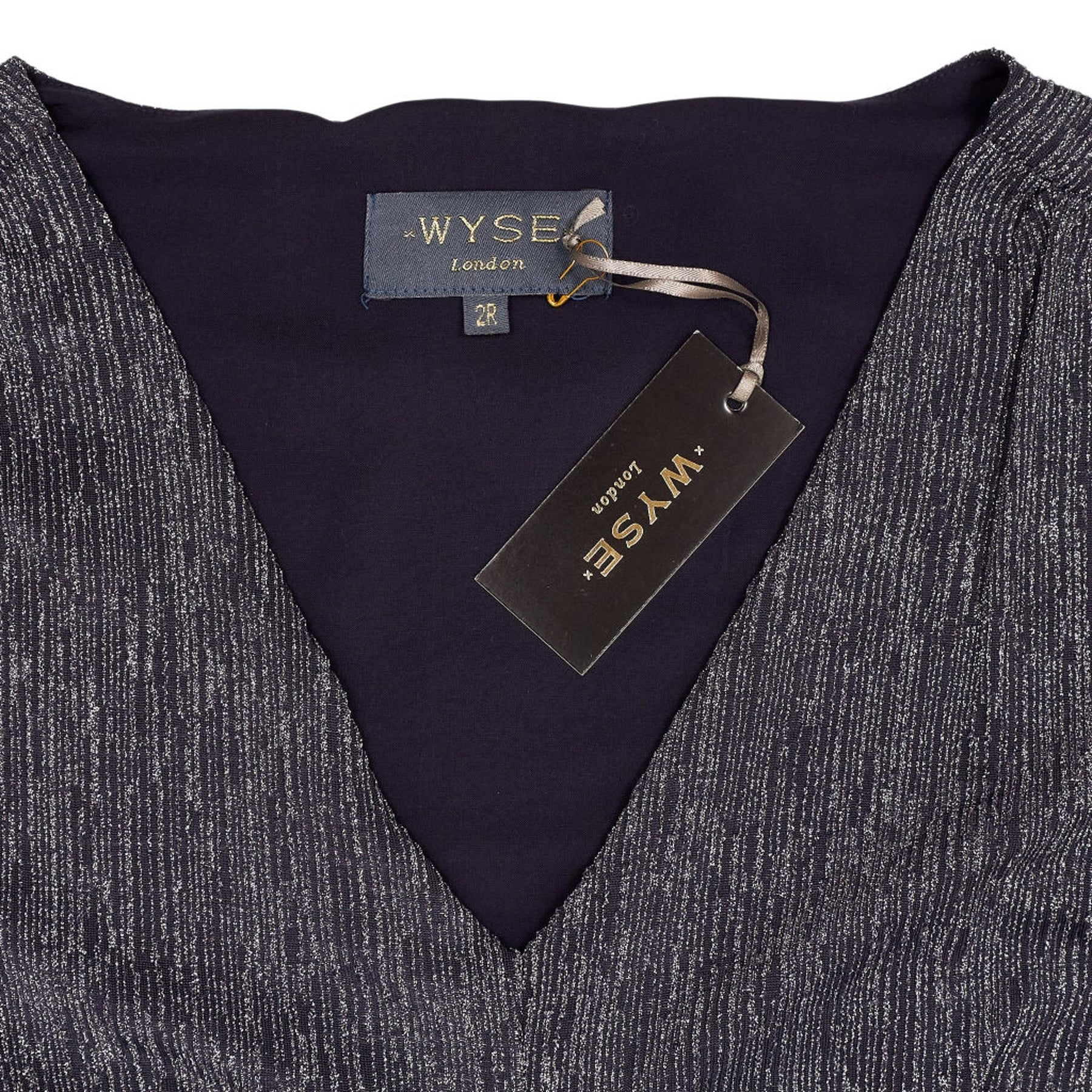 WYSE  Midnight Silver Claudia Crinkle Dress