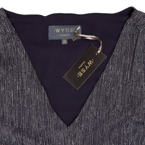 WYSE  Midnight Silver Claudia Crinkle Dress