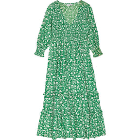 Pink City Prints Green Floral Maxi Dress