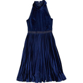 Ted Baker Navy Pleated Velvet Dress