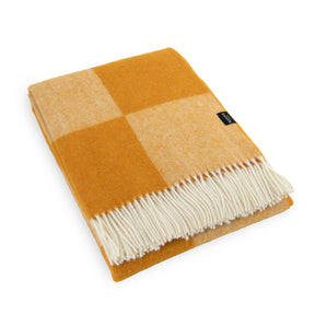 Checkerboard Orange 100% Wool Blanket