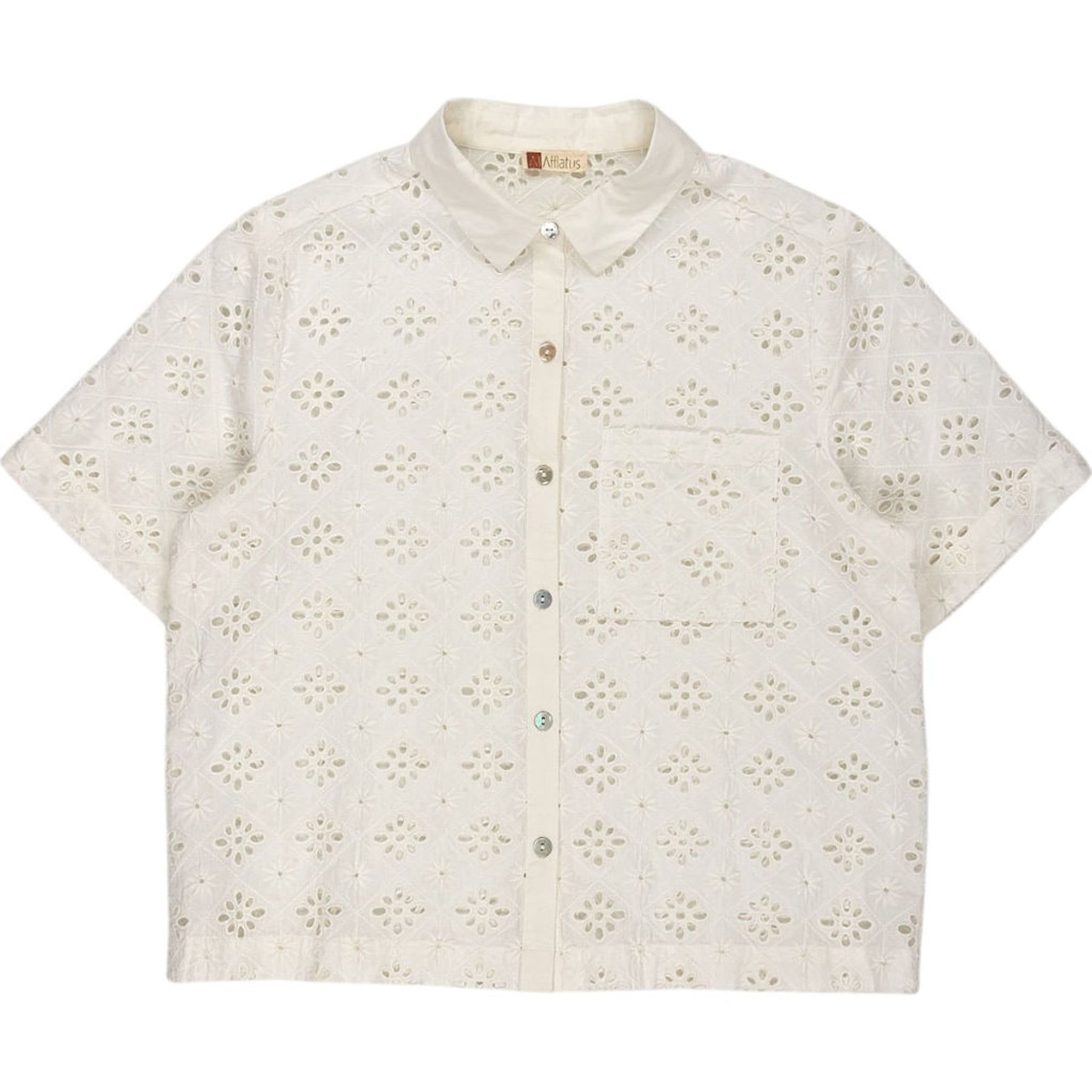 WYSE White Cotton Schiffly Shirt