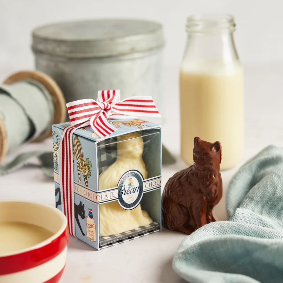 'The cat that got the cream' - chocolate cat duo