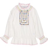 Pink City Prints White Embroidered Top