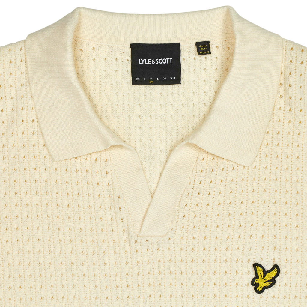 Lyle & Scott Cream Knit Polo Shirt