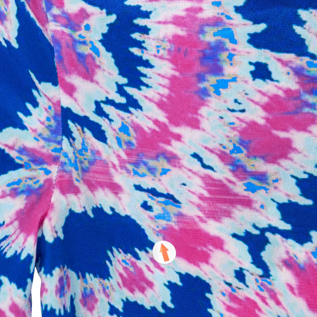 NRBY Blue Pink Printed Silk Blouse