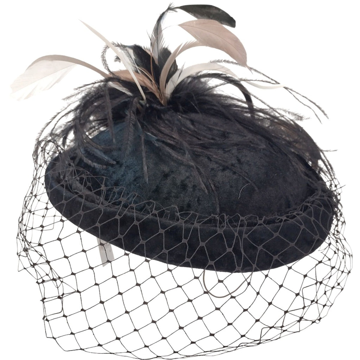 Magpie Accessories Black Feather Fascinator with Veil