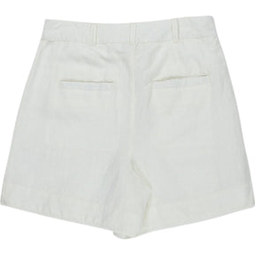 WYSE White Cotton Linen Embroidered Shorts