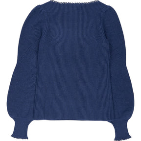 Wyse Dark Blue Scallop Scoop Neck Jumper