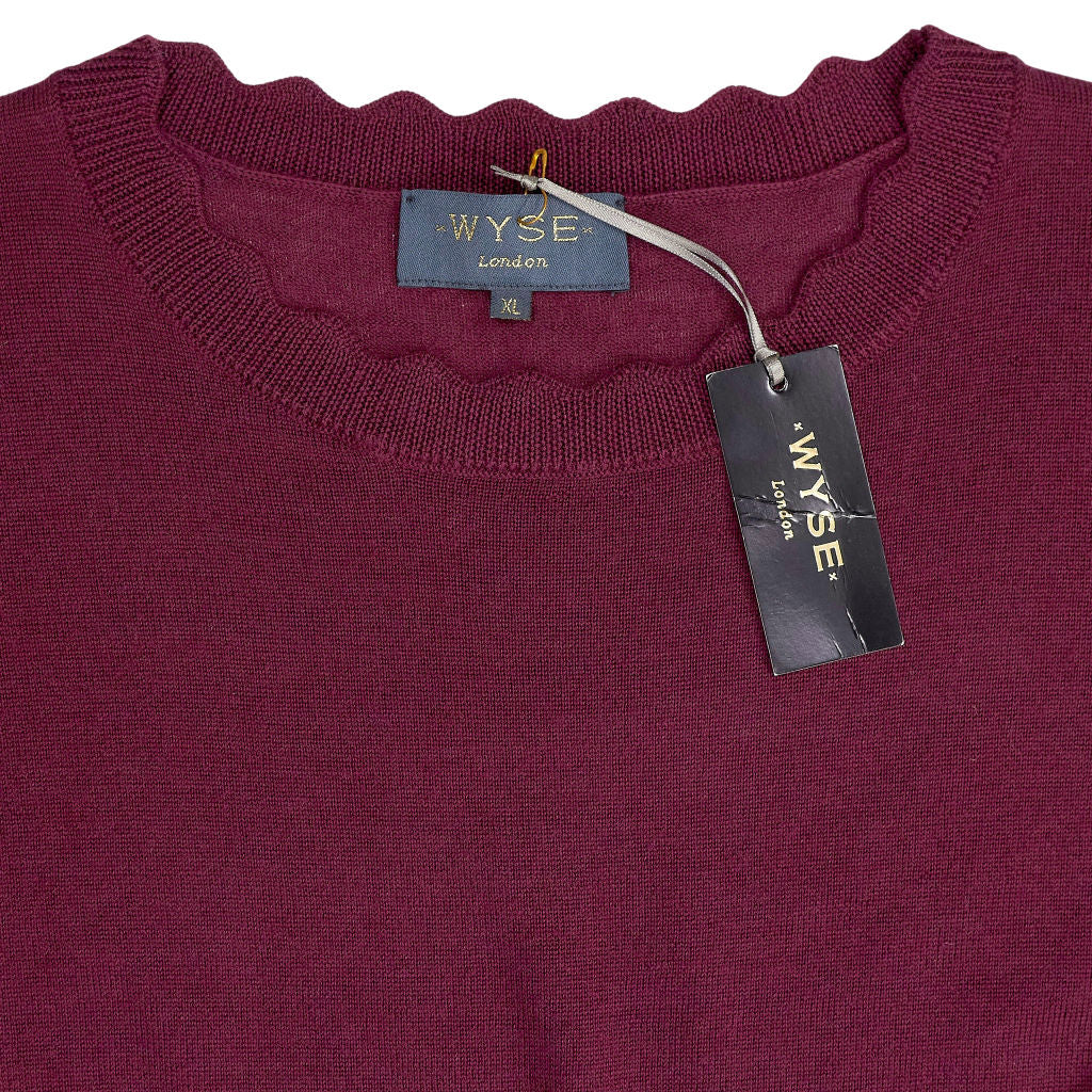 Wyse Plum Fleurine Scallop Jumper