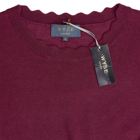 Wyse Plum Fleurine Scallop Jumper