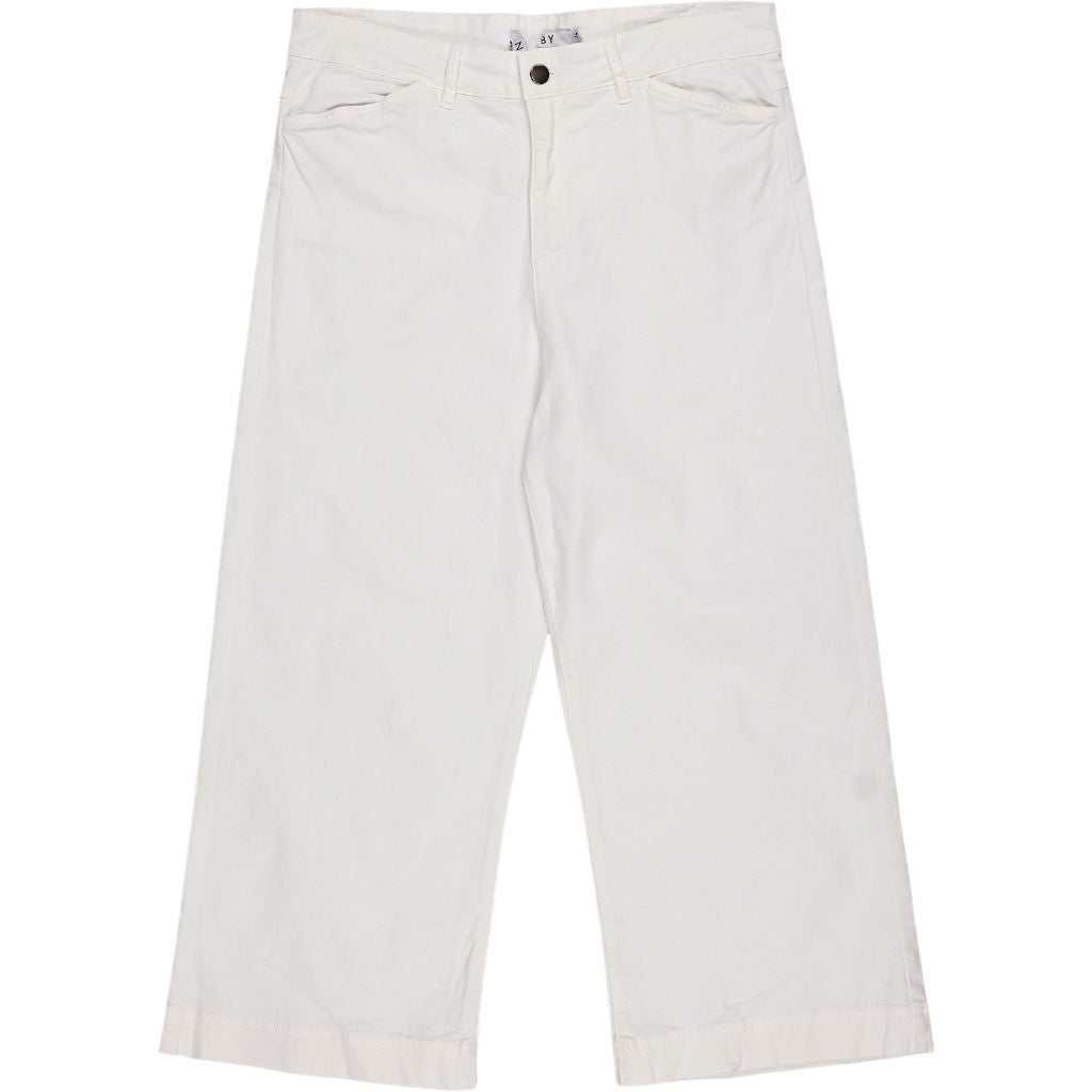NRBY White Wide-Leg Cropped Trousers