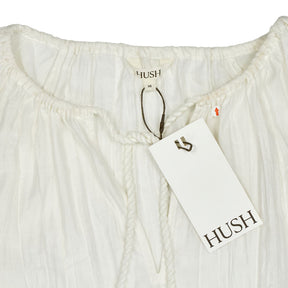 Hush Ecru White Mae Crinkle Balloon Sleeve Blouse