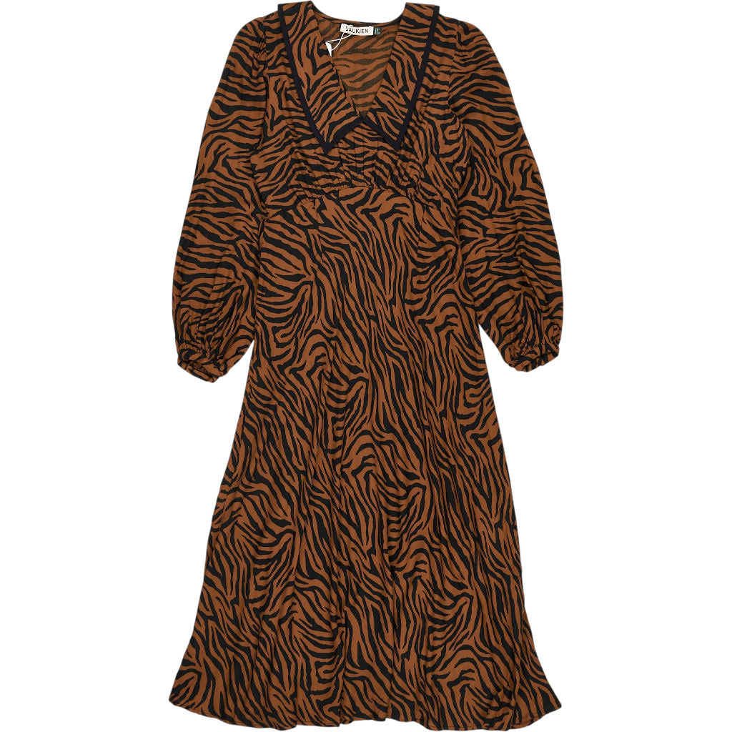 Baukjen Brown Tiger Print Lorelai Midi Dress