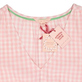 Strong Girls Club Pink Gingham Embroidered Dress