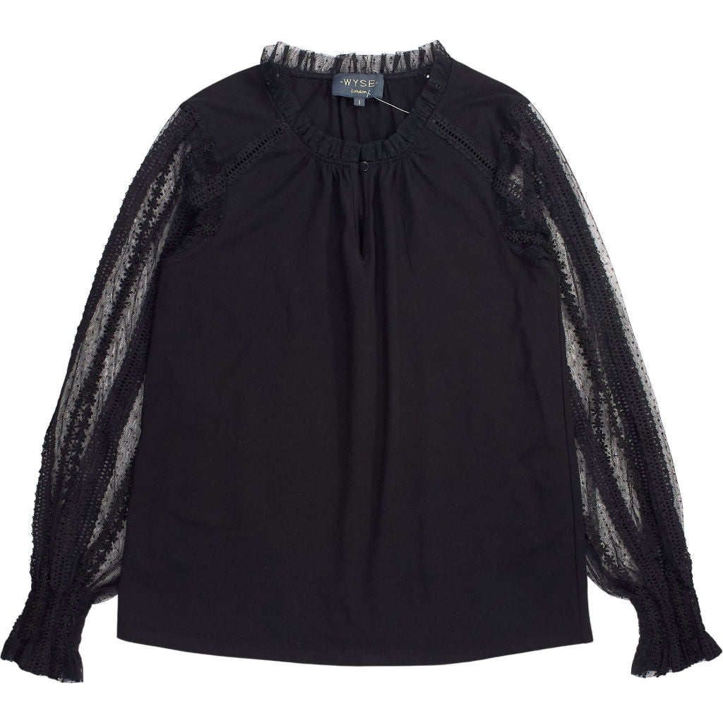 WYSE Black Laney Jersey Mix Top