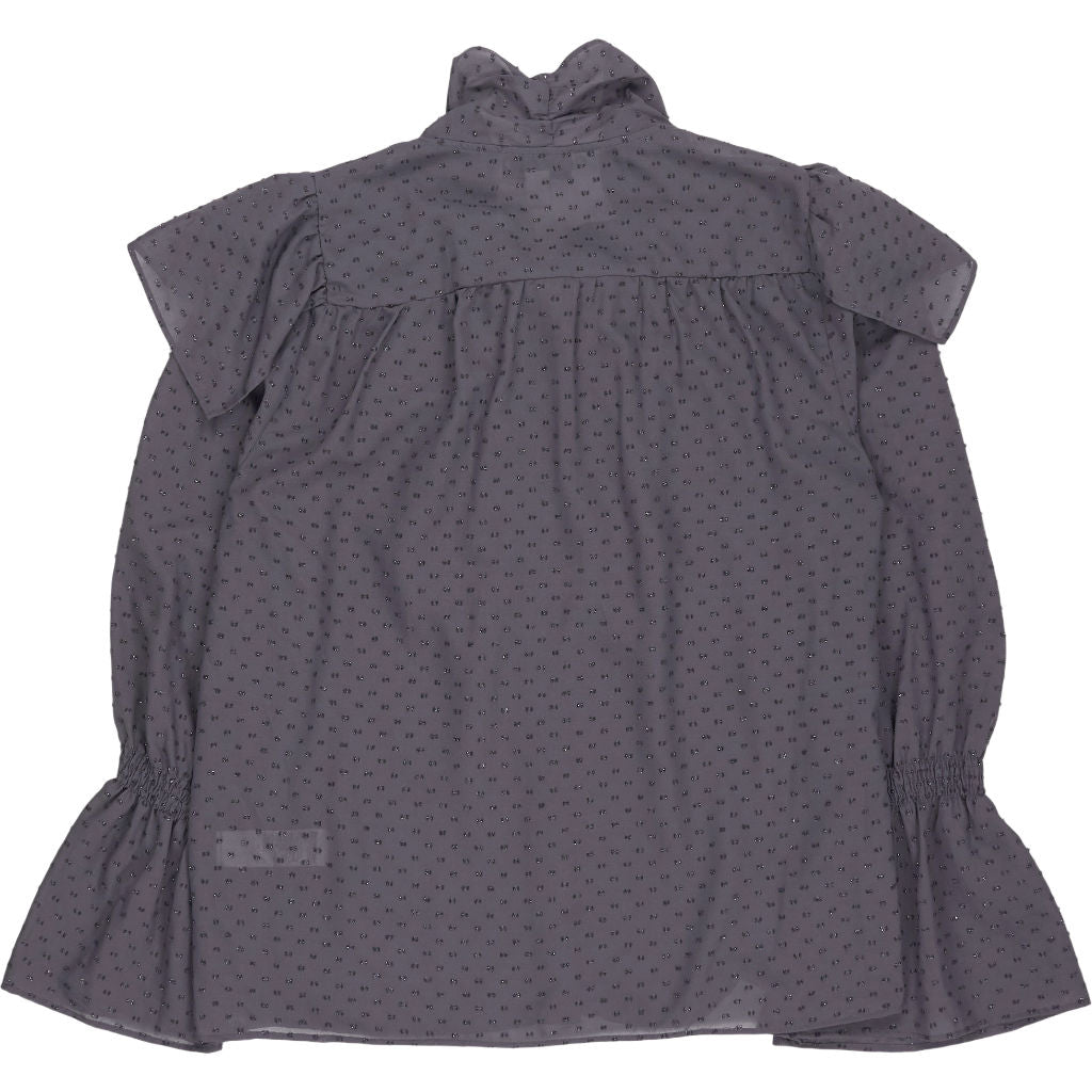 Topshop Grey Polka Dot Ruffle Blouse