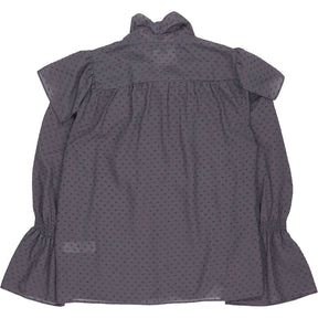 Topshop Grey Polka Dot Ruffle Blouse