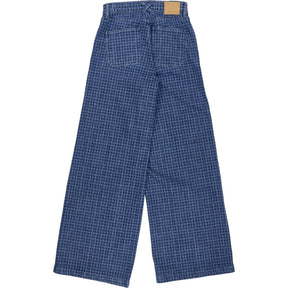 seventy + mochi Blue Houndstooth Wide-Leg Trousers