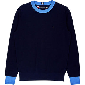 Tommy Hilfiger Blue Cotton Neck Jumper