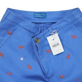 Beaufort & Blake Blue Elephant Embroidered Shorts