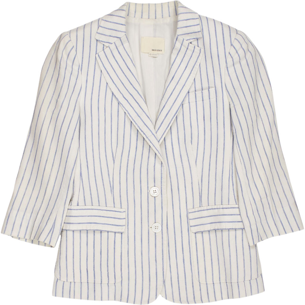 Band of Outsiders White Blue Striped Blazer