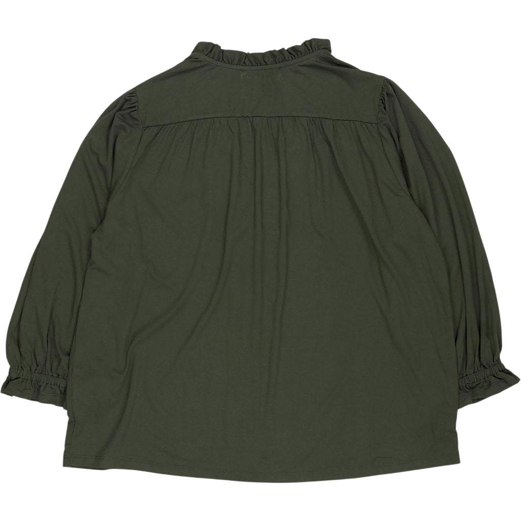 Baukjen Khaki Green Annie Ruffle Collar Blouse
