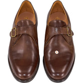 Crockett & Jones Brown Leather Monk Strap Shoes