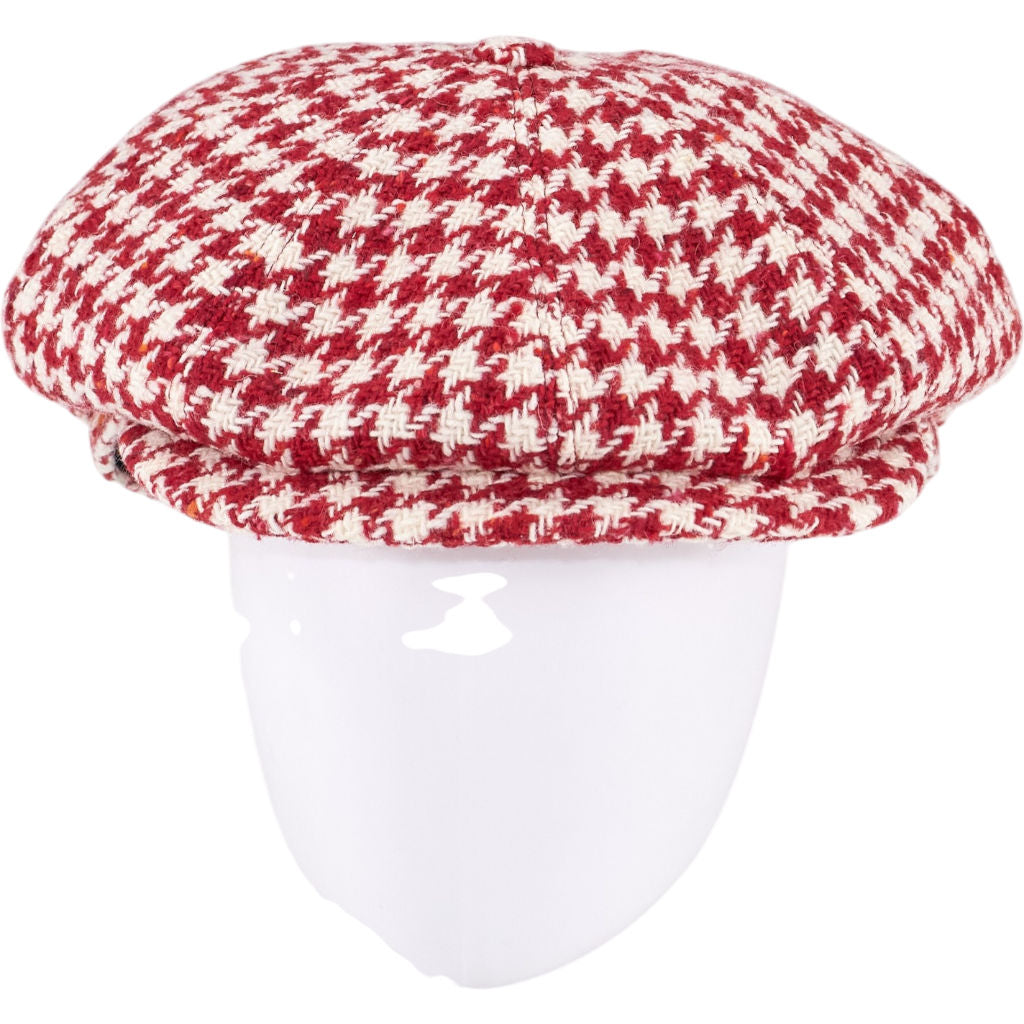 Lock & Co Red Houndstooth Flat Cap