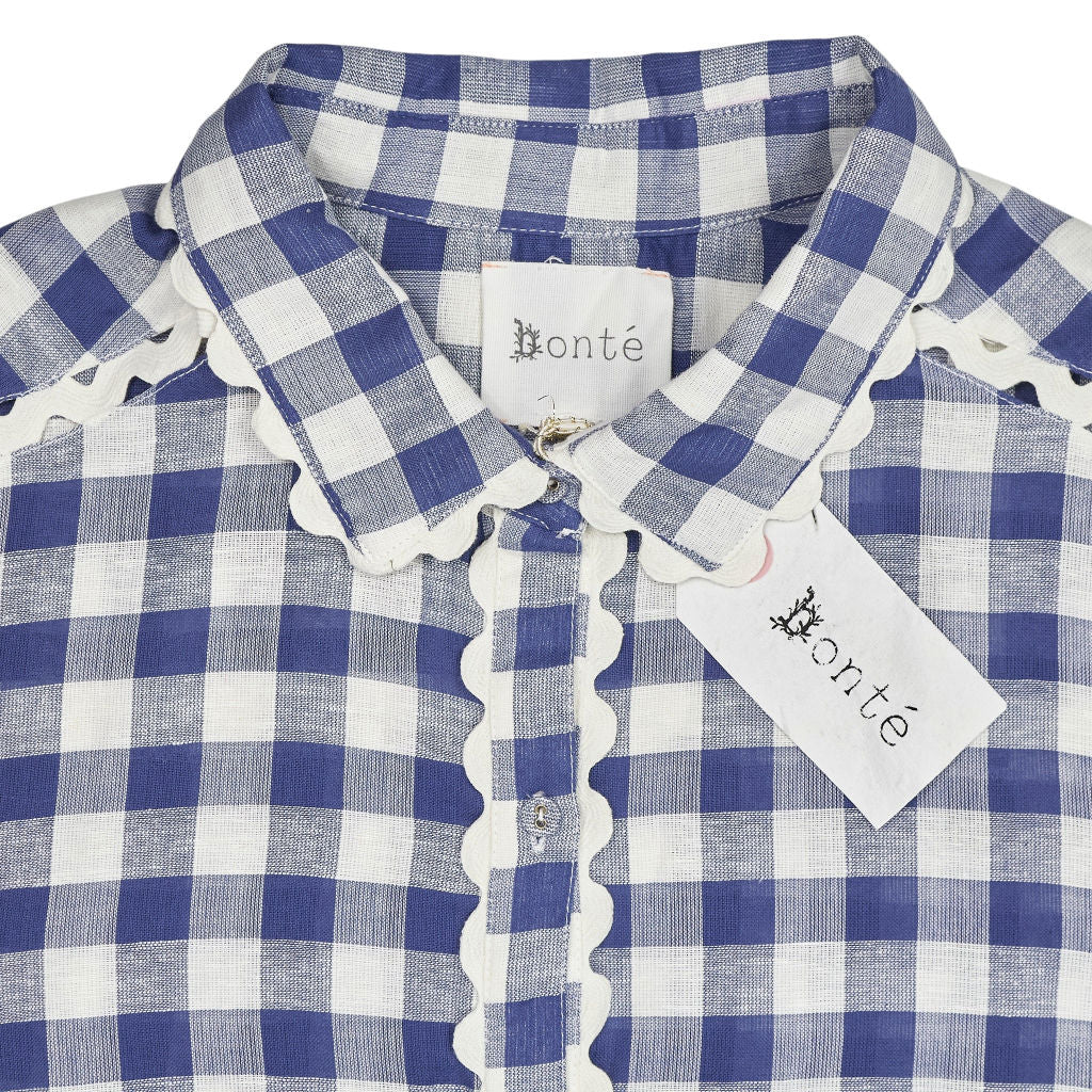 Bonté Blue White Checkered Midi Dress