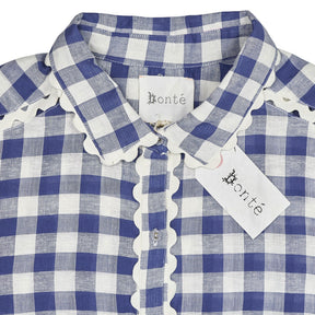 Bonté Blue White Checkered Midi Dress
