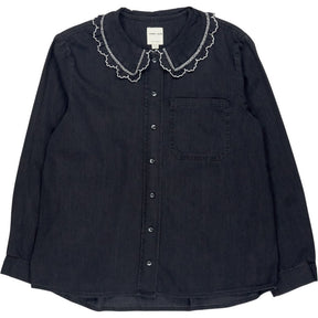 seventy + mochi Black Embroidered Collar Shirt