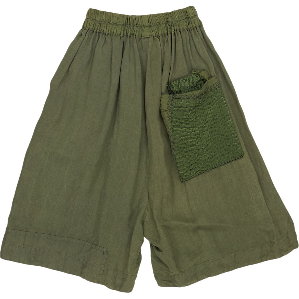 By Walid Green Patchwork Shorts