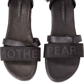 Mother of Pearl Black Sandals with Pearls