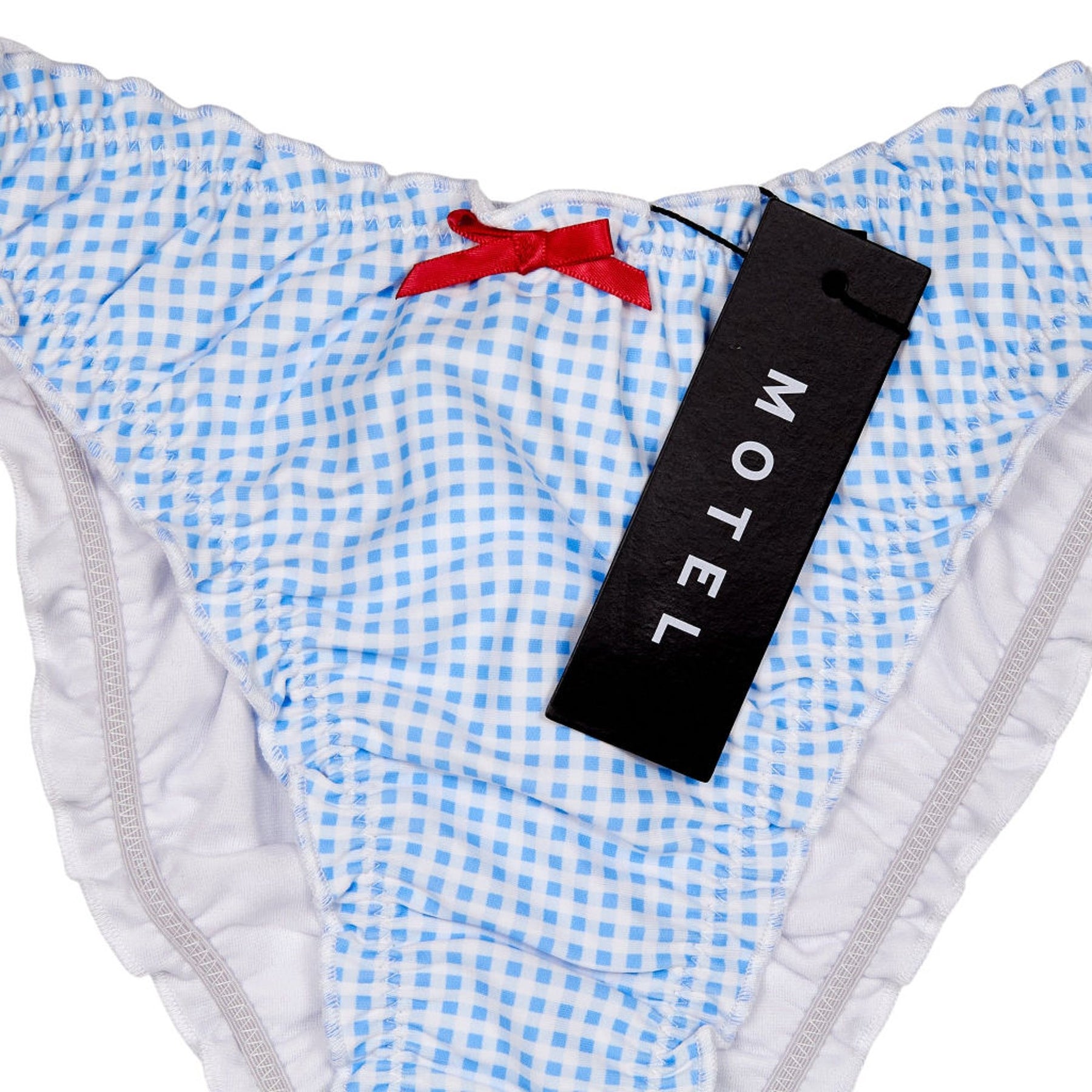 Motel Blue Gingham Veroly Bikini Bottom