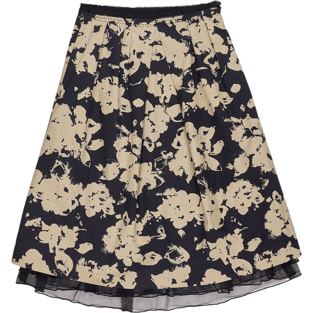 Toast Black Beige Floral Midi Skirt